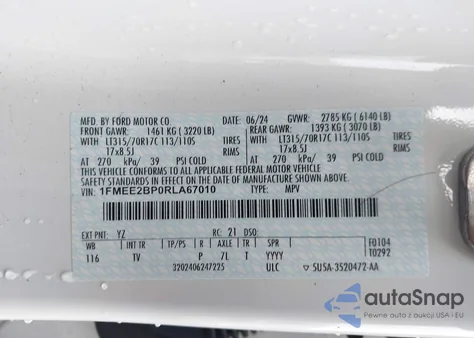 2024 Ford Bronco Wildtrak z USA, uszkodzony, nr VIN 1FMEE2BP0RLA67010